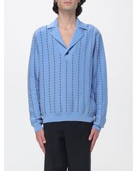 Fendi - Polo De Punto De Manga Larga De Algodón A Rayas Con Cuello Cubano - Lyst