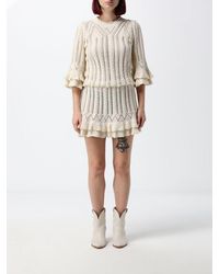 Isabel Marant - Mini Knit Cotton Dress With Ruffles And Short Sleeves - Lyst