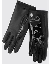 Philipp Plein - Patent Leather Gloves With Skull Print And Rhinestone Application - Lyst