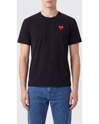COMME DES GARÇONS PLAY - Comme Des Gar&Ccedil	Ons Play Crewneck Cotton T-Shirt With An Embroidered Logo - Lyst
