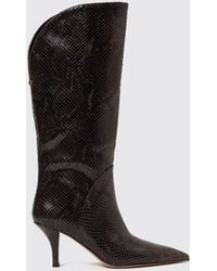 Twinset - Python Print Leather Knee-High Boots With Stiletto Heel - Lyst