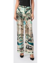Philipp Plein - Graphic Print Satin Palazzo Trousers With Drawstring Waist - Lyst