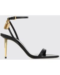 Tom Ford - Padlock Ovine Leather Stiletto Heel Sandals With Strap - Lyst