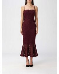 ROTATE BIRGER CHRISTENSEN - Flared Midi Cocktail Dress With Square Neck And Floral Pattern - Lyst