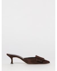 Manolo Blahnik - Maysale Suede Mules With Decorative Buckle - Lyst