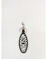 Moschino - Brass And Rubber Keychain With Logo - Lyst