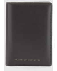 Brunello Cucinelli - Bifold Leather Wallet With Contrasting Logo - Lyst