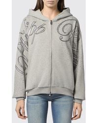 Philipp Plein - Cotton Zip-Up Hoodie With Rhinestone Hexagon Logo - Lyst