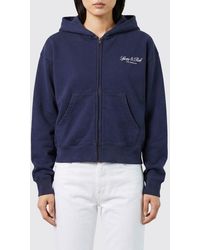 Sporty & Rich - Sporty &Amp Rich Embroidered-Logo Cotton Zip-Up Hoodie - Lyst