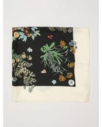 Mantero 1902 - Square Silk Twill Foulard With Multicolour Floral Print - Lyst