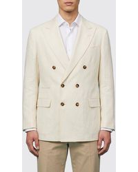 Brunello Cucinelli - Silk And Linen Double-Breasted Blazer - Lyst