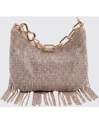Twinset - Satin Bag With All-Over Crystals And Fringes - Lyst