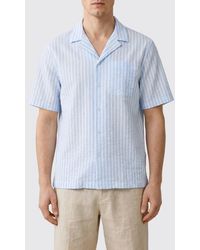 Altea - Striped Cotton Bowling Shirt With Cuban Collar And Short Sleeves - Lyst