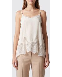 Fabiana Filippi - Silk Blend Top With Lace Insert - Lyst