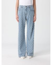 Pinko - Straight Denim Jeans With Rhinestones - Lyst