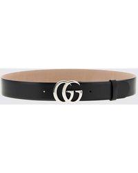 Gucci - Gg Marmont Calfskin Leather Belt With Monogram Buckle - Lyst