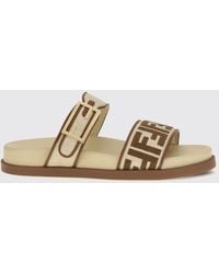 Fendi - Feel Flache Sandalen Aus Raffia Mit Ff-Monogramm-Motiv Und Riemen Von - Lyst