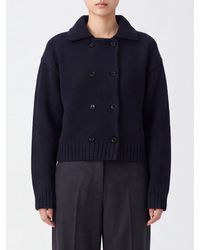 Allude - Double-Breasted Wool And Cashmere Blend Cardigan With Classic Collar - Lyst