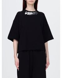 DISCLAIMER - Cropped Cotton T-Shirt With Printed Logo And Crew Neck - Lyst