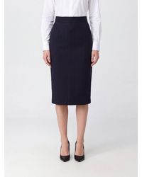Elisabetta Franchi - High-Waisted Pinstripe Cool Wool Pencil Midi Skirt - Lyst