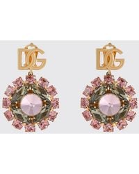 Dolce & Gabbana - Dolce &Amp Gabbana Dg Brass Earrings With Set Rhinestones - Lyst