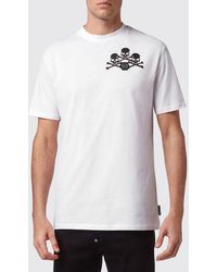 Philipp Plein - Cotton T-Shirt With Skull Print And Monogram Motif - Lyst