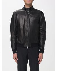 Tagliatore - Leather Bomber Jacket - Lyst