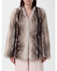 Twinset - Abstract-Pattern Faux-Fur Wool-Blend Short Coat - Lyst