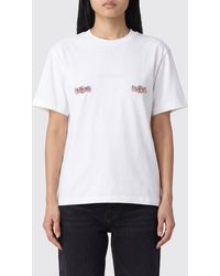Des Phemmes - Cotton T-Shirt With Crystal Appliqués And Dropped Shoulders - Lyst