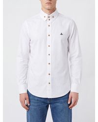Vivienne Westwood - Cotton Poplin Shirt With Orb Logo And Button-Down Collar - Lyst