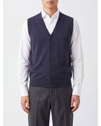 Zanone - Chaleco De Punto De Pura Lana Con Cuello De Pico Y Botones - Lyst