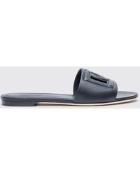 Dolce & Gabbana - Dolce &Amp Gabbana Leather Mule Sandals With Dg Monogram And Low Heel - Lyst