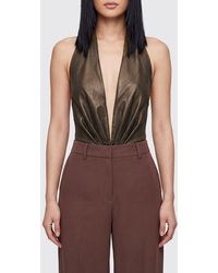 ANDAMANE - Top Slim Fit En Similicuir À Épaules Dénudées - Lyst