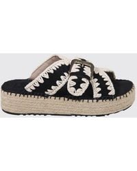Mou - Jute Suede Sandals With Contrast Stitching - Lyst