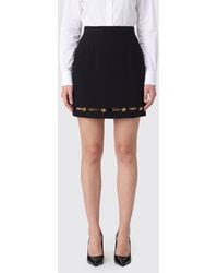 Versace - Slim Fit Virgin Wool Mini Skirt With Logo Buttons And Cut-Outs - Lyst