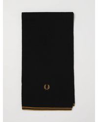 Fred Perry - Striped Wool Scarf With Embroidered Logo - Lyst