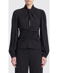 Isabel Marant - Depsona Silk Blouse With Ruched High Neck And Teardrop Cutout - Lyst