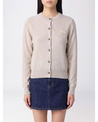 Maison Kitsuné - Maison Kitsun&Eacute Wool Crewneck Cardigan With Embroidered Logo - Lyst