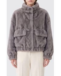 Liu Jo - High-Neck Faux Fur Jacket With Dropped Shoulders - Lyst