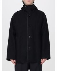 Our Legacy - High Neck Single-Breasted Wool Coat With Dropped Shoulders And Hood - Lyst