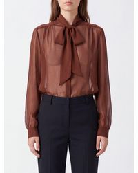 Lardini - Sheer Viscose Blouse With Pussy-Bow Collar And Concealed Fastening - Lyst