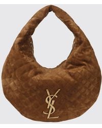 Saint Laurent - Icare Quilted Suede Shoulder Bag With Ysl Monogram - Lyst