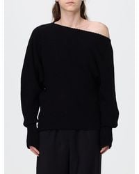 Alberta Ferretti - Draped Wool And Silk Jumper With Asymmetric Neckline - Lyst