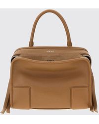 Loewe - Small Amazona Calfskin Leather Handbag With Embossed Logo - Lyst