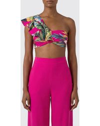 FARM Rio - Polyamide Bikini Top With Tropical Print And Ruffles - Lyst
