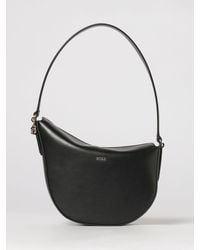 BOSS - Smooth Bovine Leather Hobo Bag With Flap Closure And Metal Logo - Lyst