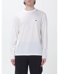 Emporio Armani - Long-Sleeved Cotton T-Shirt With Front Eagle Logo - Lyst