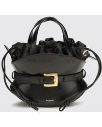 Balmain - Shuffle Leather Hourglass Handbag With Drawstring Closure - Lyst