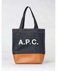 A.P.C. - Alex Tote Denim And Leather Shoulder Bag - Lyst