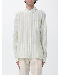 Lacoste - Relaxed Fit Striped Linen Shirt With Button-Down Collar - Lyst